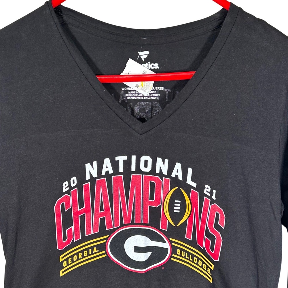 Fanatics‎ Georgia Bulldogs 2021 National Champions Womens V-Neck Long Sleeve New